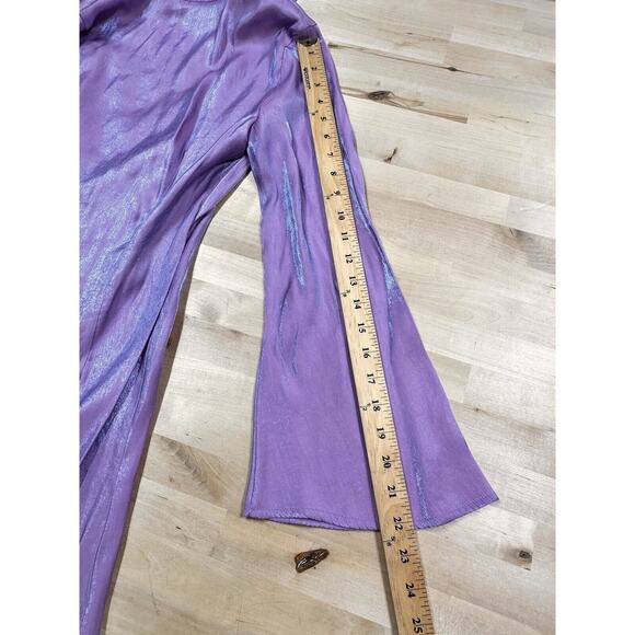 Cider Purple Metallic Long Sleeve Button Up Collared Fairy Boho Tunic Sz Small - Picture 6 of 9